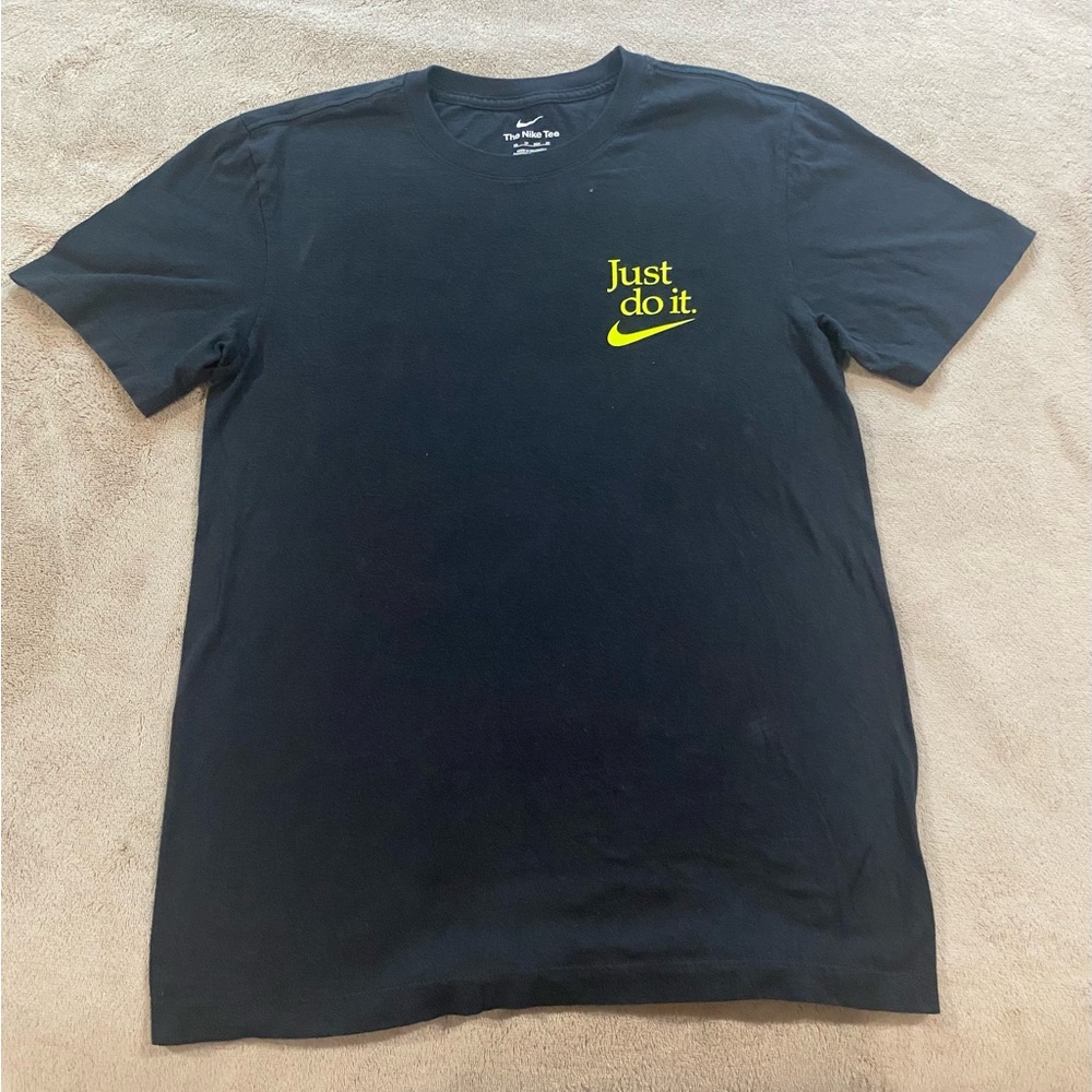Nike Just Do It Tee XS Black I Won’t Win Quietly Graphic Shirt Yellow Swoosh